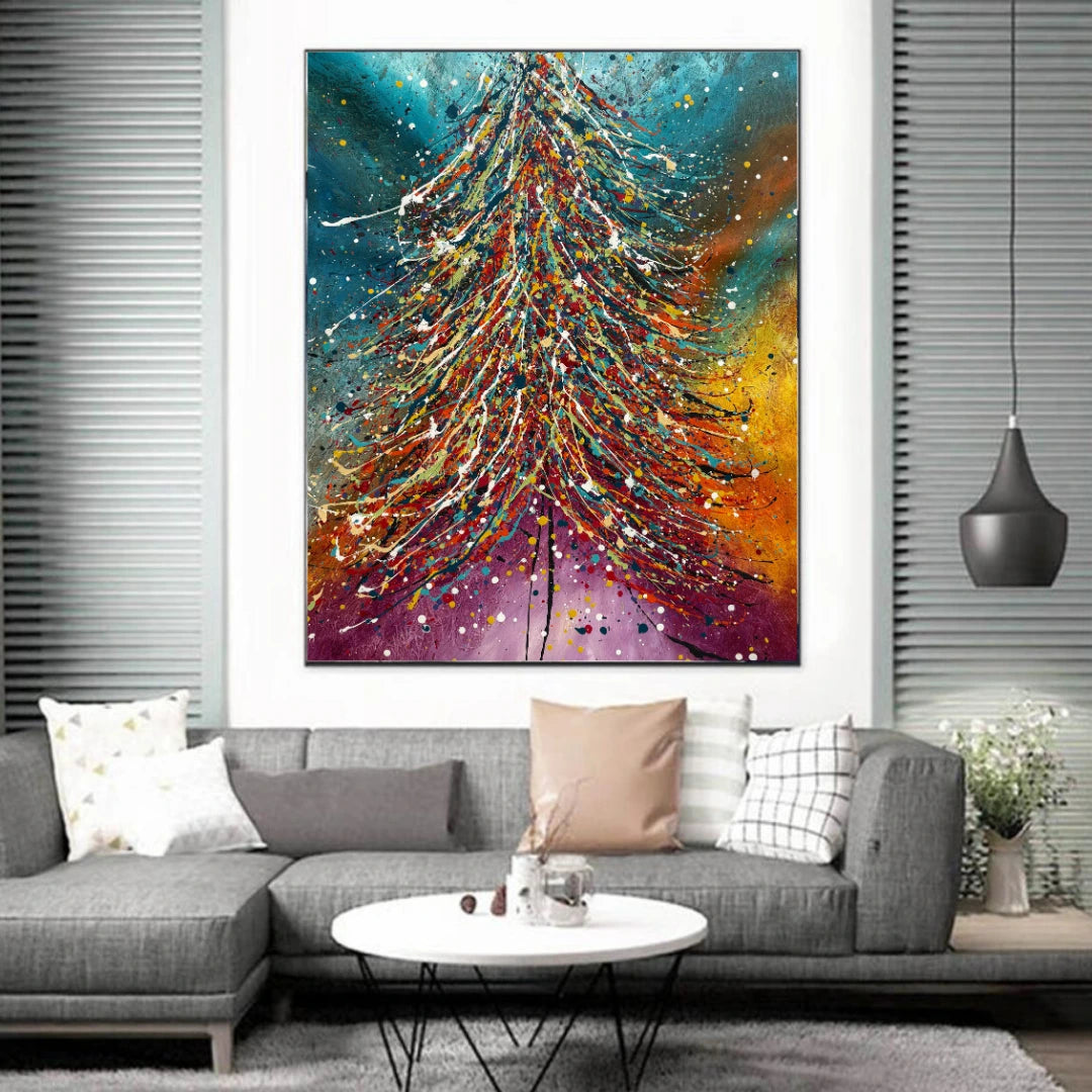 Christmas tree painting original hand painted art
