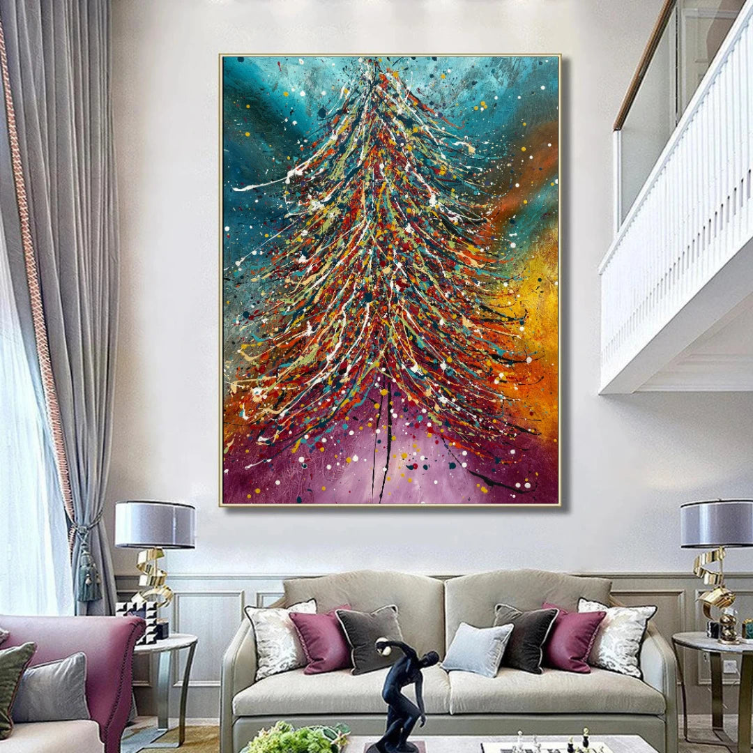 Christmas tree painting original hand painted art