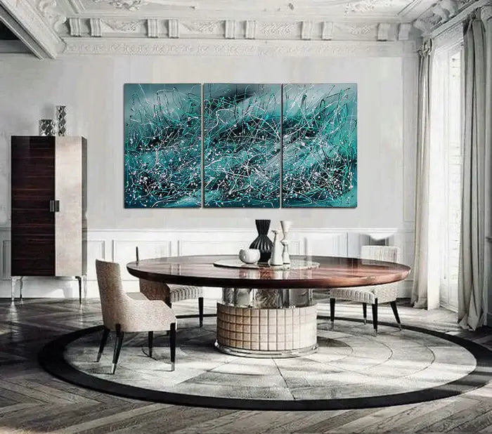 Modern Abstract Art painting in a contemporary living room setting, adding elegance and vibrancy to the decor.