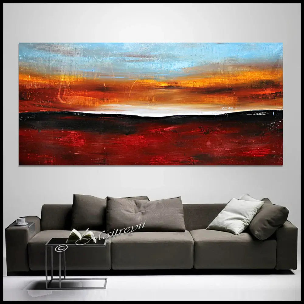 large ocean art painting abstract sunset