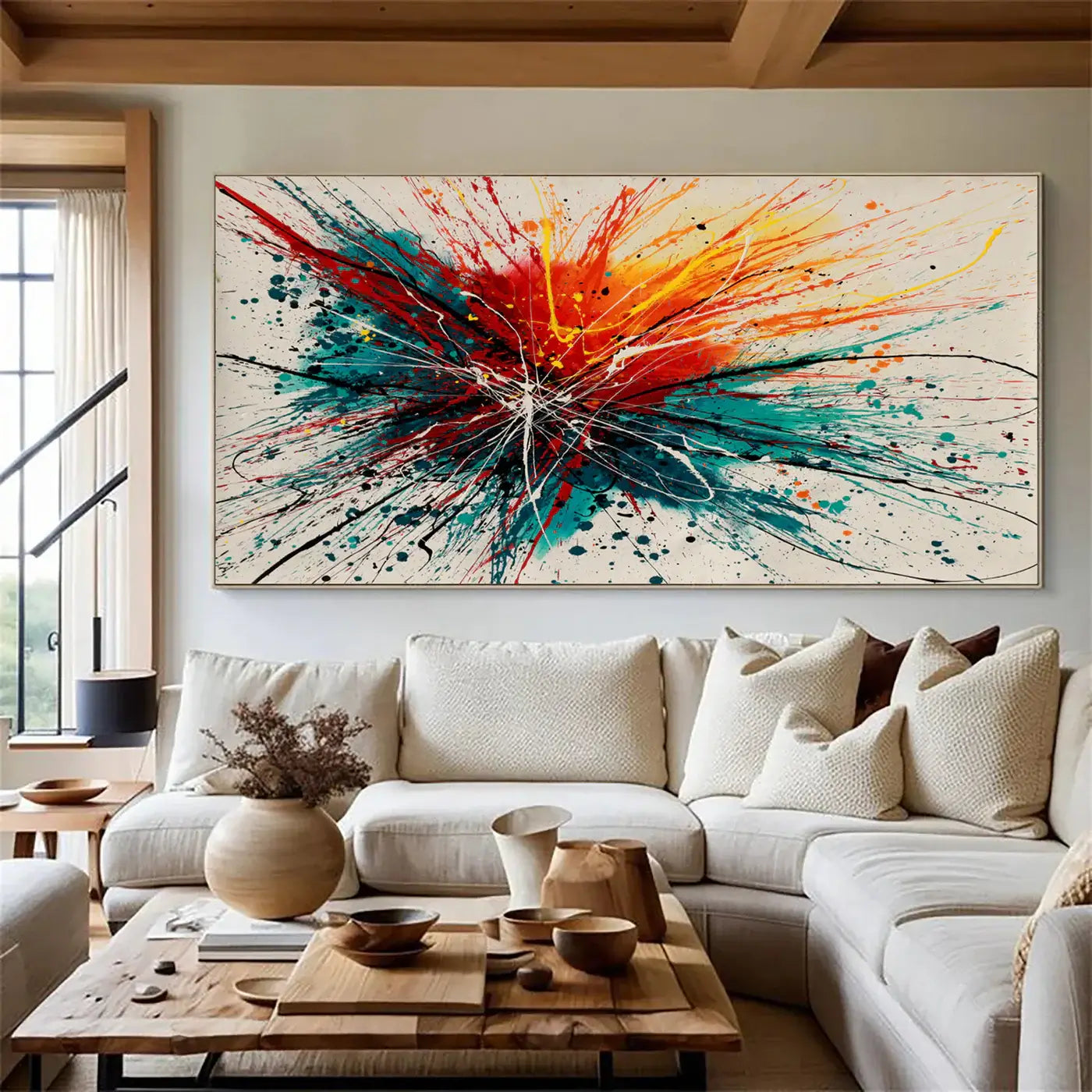 Dynamic Composition | Drip Painting Abstract Art featuring bold colors and energetic textures on a canvas.