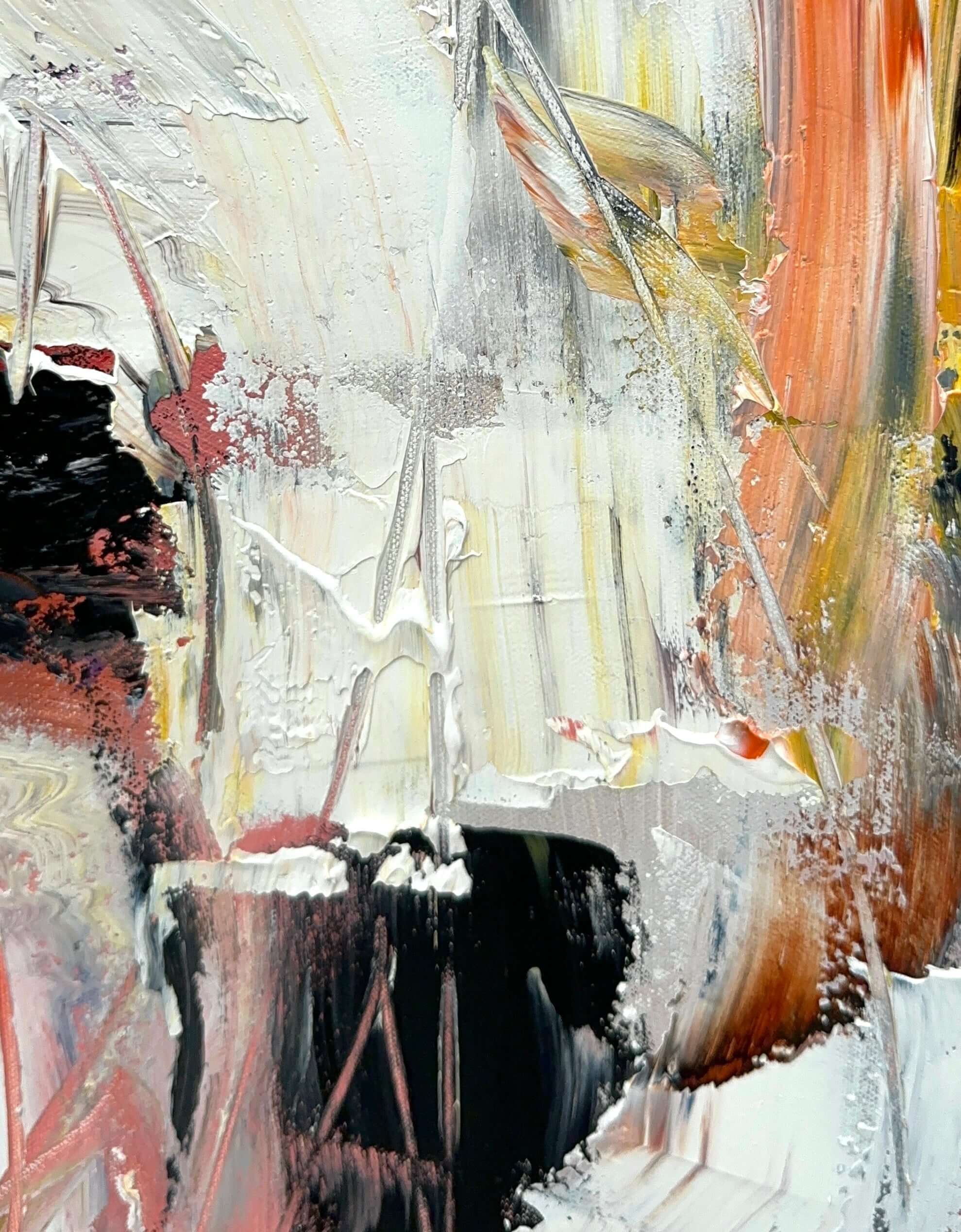 Large Abstract Red and Black Painting showcasing bold textures and colors, perfect for modern wall art decoration.