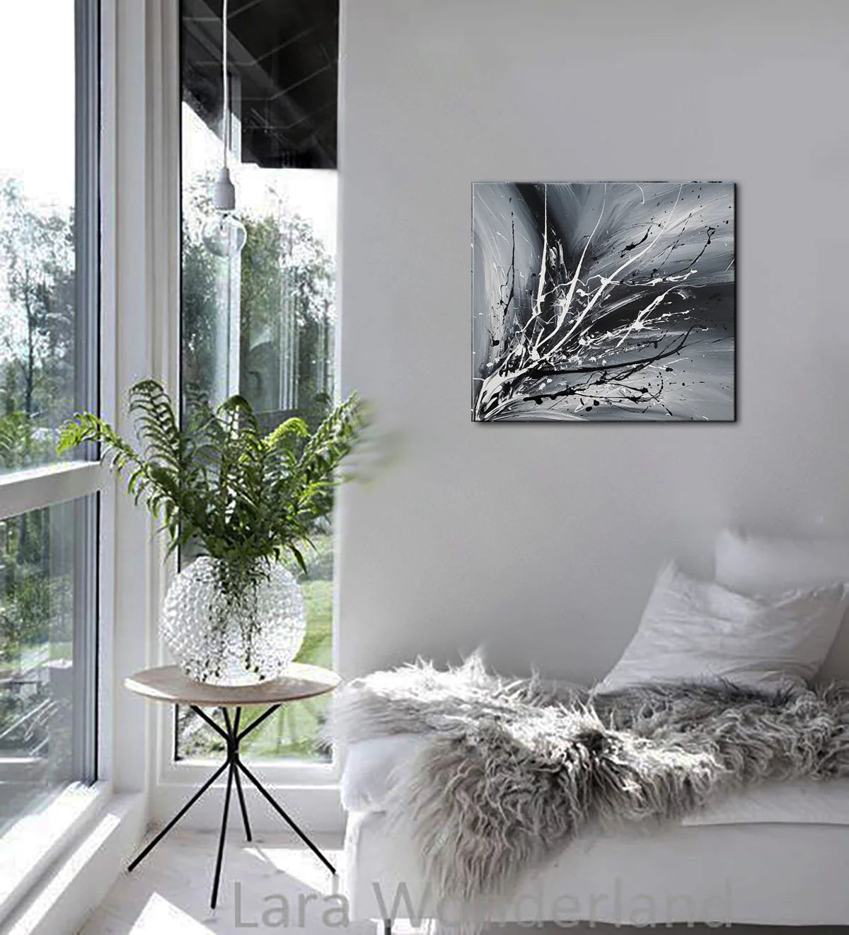 Black White Painting On Canvas Original Artwork For Sale, Modern Interior Decor - Unreal Beauty 3