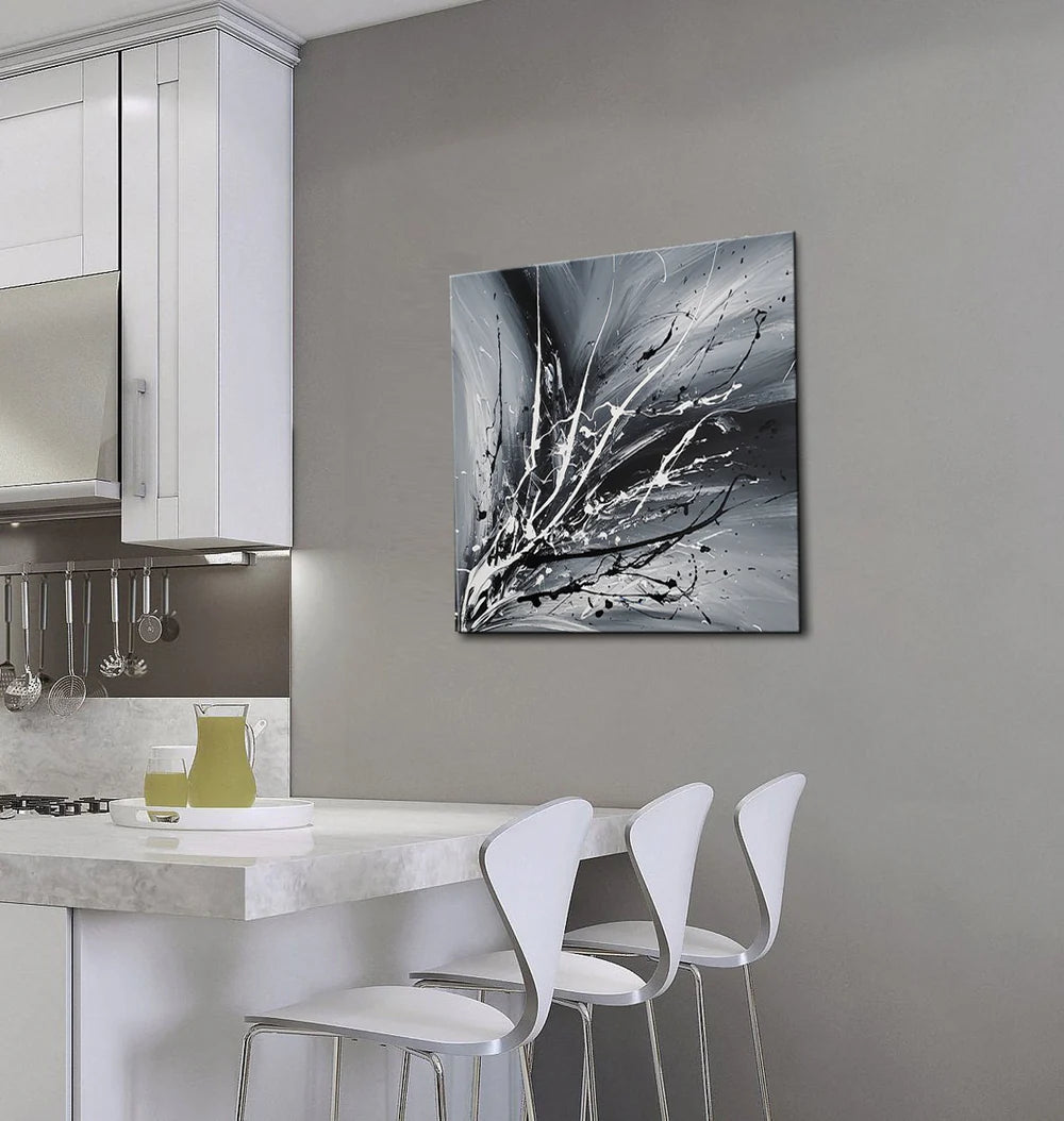 Black White Painting On Canvas Original Artwork For Sale, Modern Interior Decor - Unreal Beauty 3