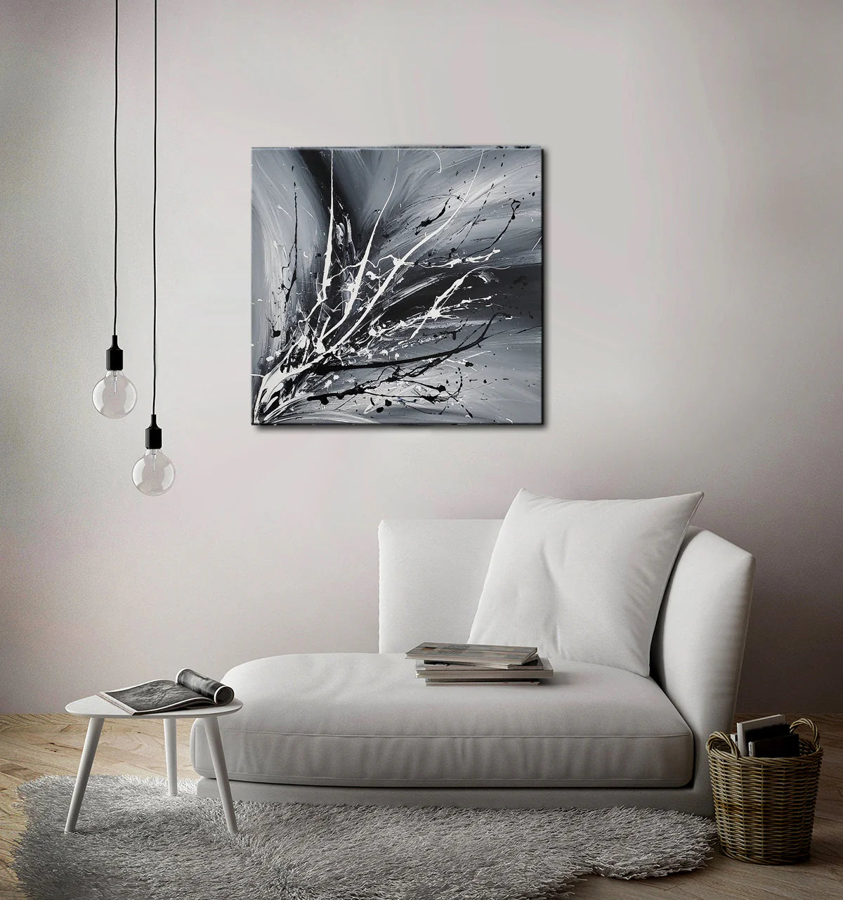 Black White Painting On Canvas Original Artwork For Sale, Modern Interior Decor - Unreal Beauty 3