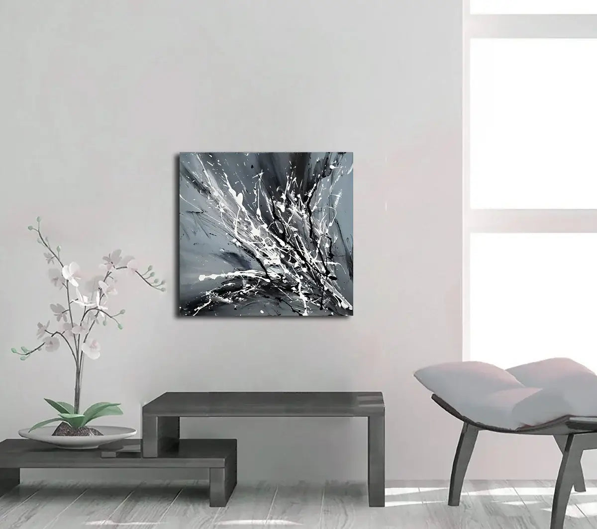 Black White Painting On Canvas Original Artwork For Sale, Modern Interior Decor - Unreal Beauty 2