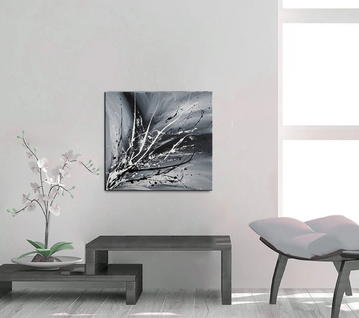Black White Painting On Canvas Original Artwork For Sale, Modern Interior Decor - Unreal Beauty 3