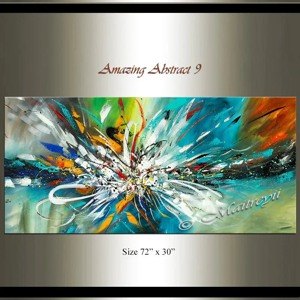 Abstract Modern Art Oil Painting - Amazing Abstract 9, vibrant colors and dynamic textures in a handmade masterpiece.