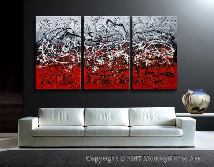 Handmade Christmas Decor by Maitreyii featuring vibrant wall art in red and black, perfect for festive home decoration.