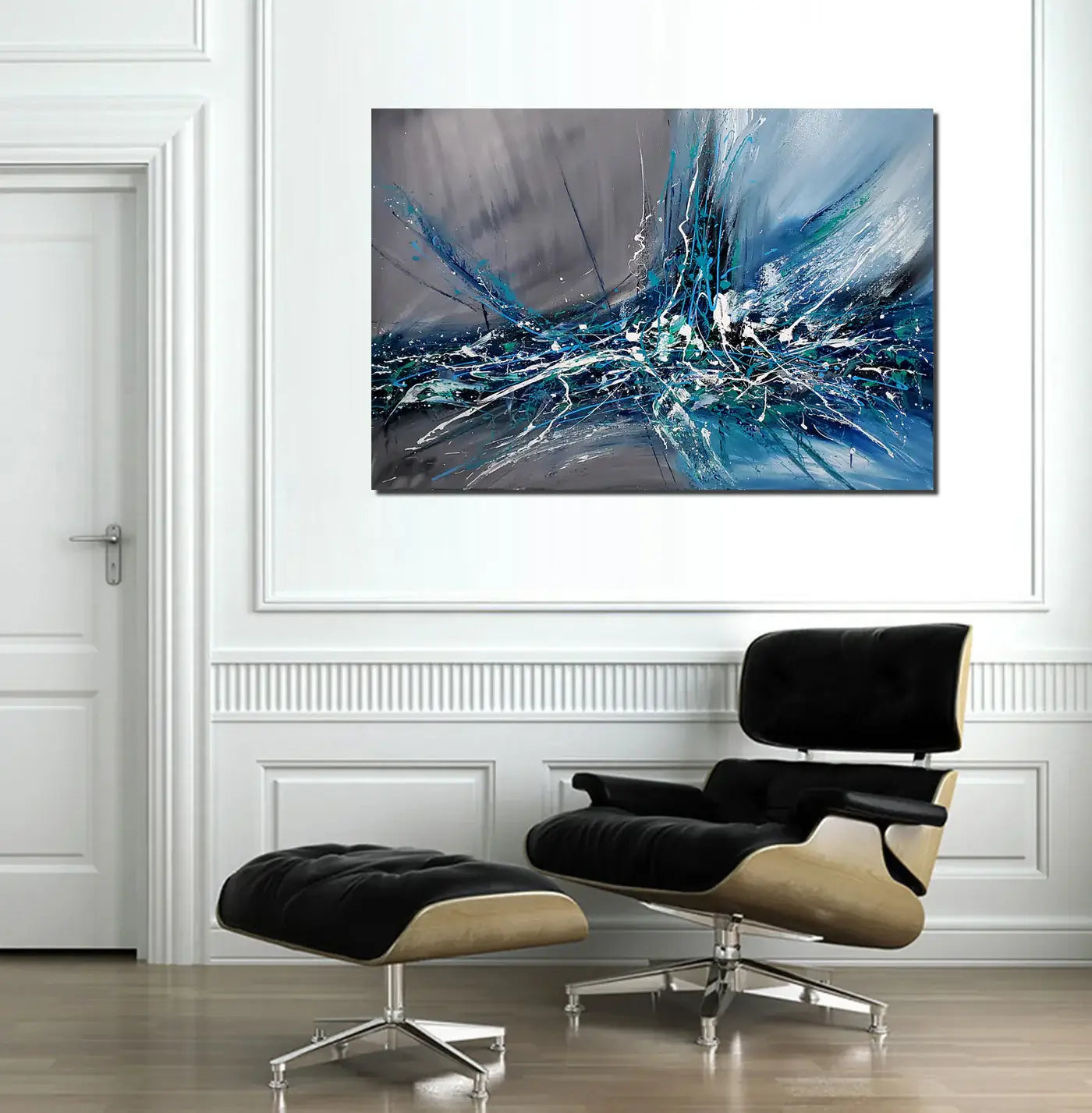 Large Wall Art Paintings For Sale, Original Artwork On Canvas, Extremely Modern Luxury Decor - Beauty in Blue 2