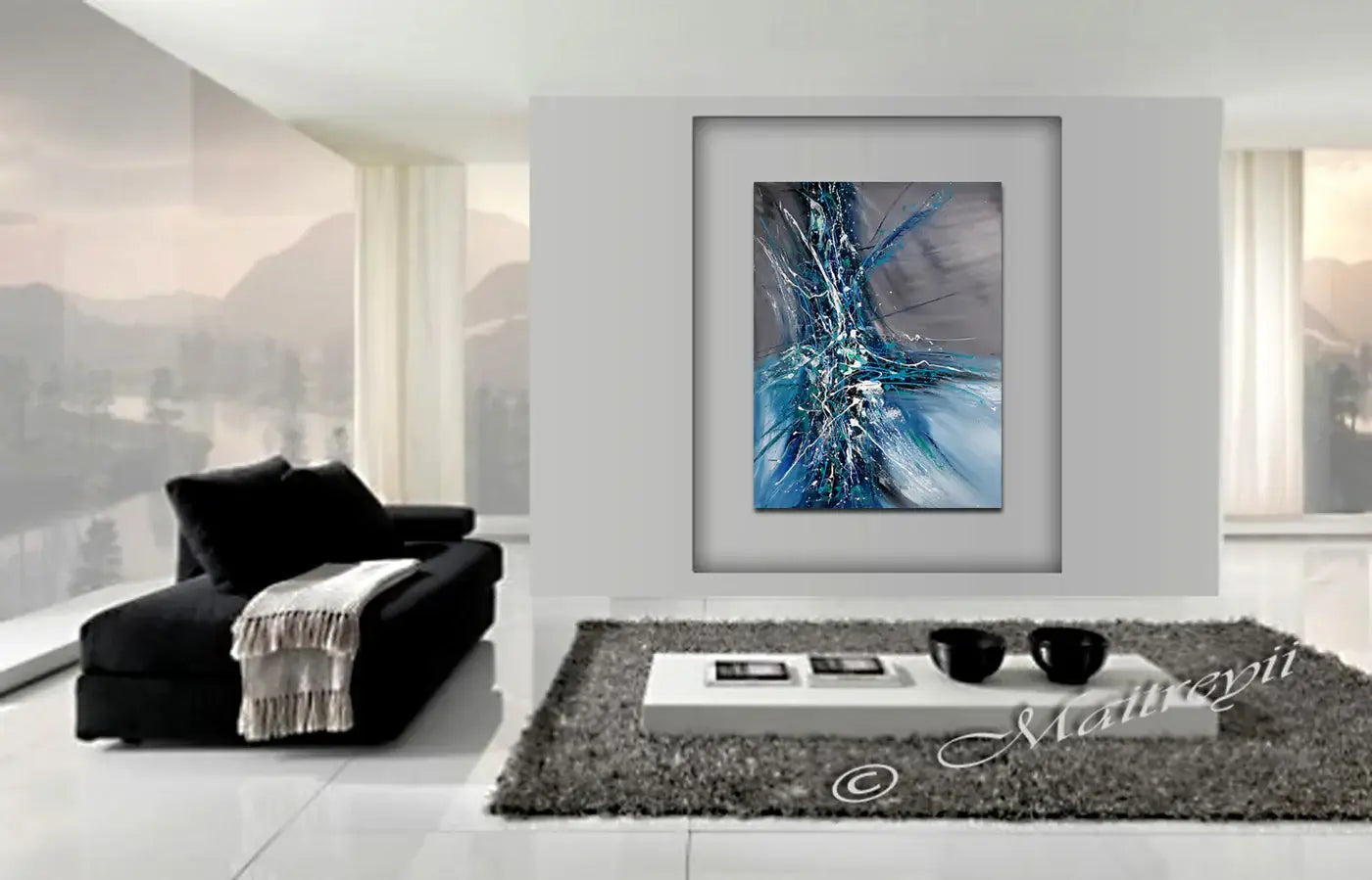 Large Wall Art Paintings For Sale, Original Artwork On Canvas, Extremely Modern Luxury Decor - Beauty in Blue 2