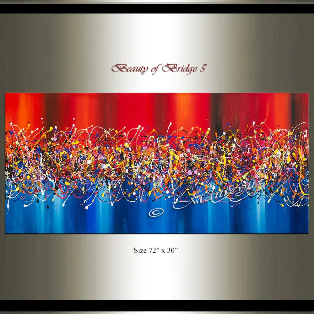Jackson Pollock Style Art - Abstract drip painting titled 'Beauty of Bridge 5', vibrant colors and dynamic movement.