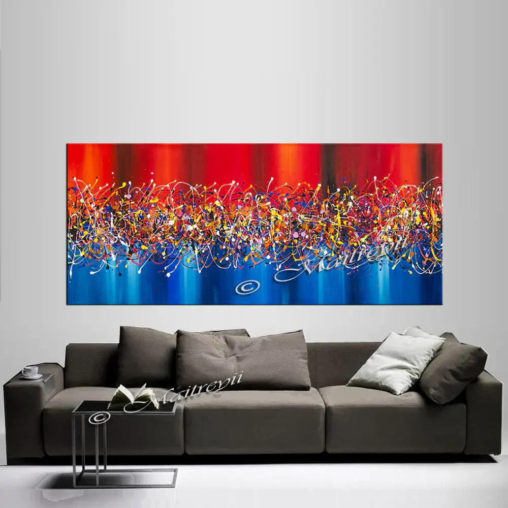 Jackson Pollock Style Art | Abstract Drip Painting featuring vibrant colors and dynamic movement, enhancing modern interior decor.