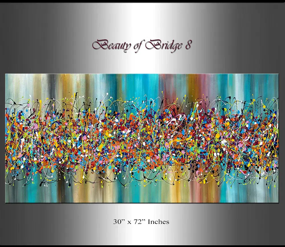 Painting Jackson Pollock style - Beauty of Bridge 8, a vibrant abstract drip art piece showcasing energetic colors.