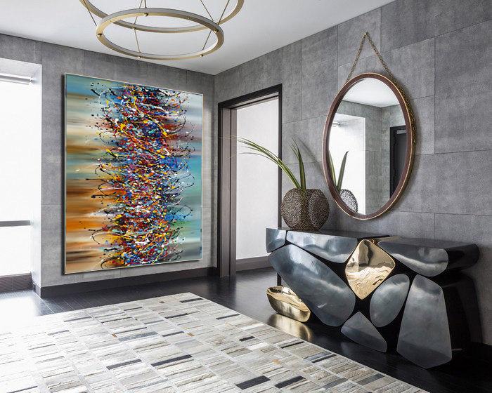 Painting Jackson Pollock Multiple Size Drip Style Abstract art on Canvas, large Wall Art - Beauty of Bridge