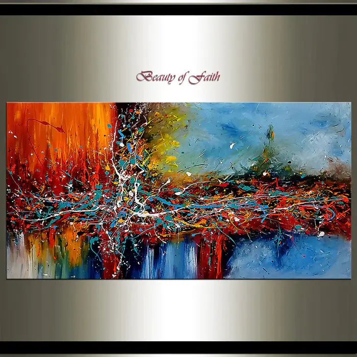 Dynamic Composition | Modern abstract wall art painting 'Beauty of Faith' showcasing vibrant colors and expressive brushstrokes.