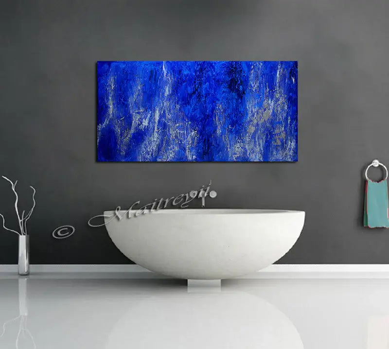 Abstract Art | Blue Visual Depth Texture Painting | LargeModernArt - Blue Texture