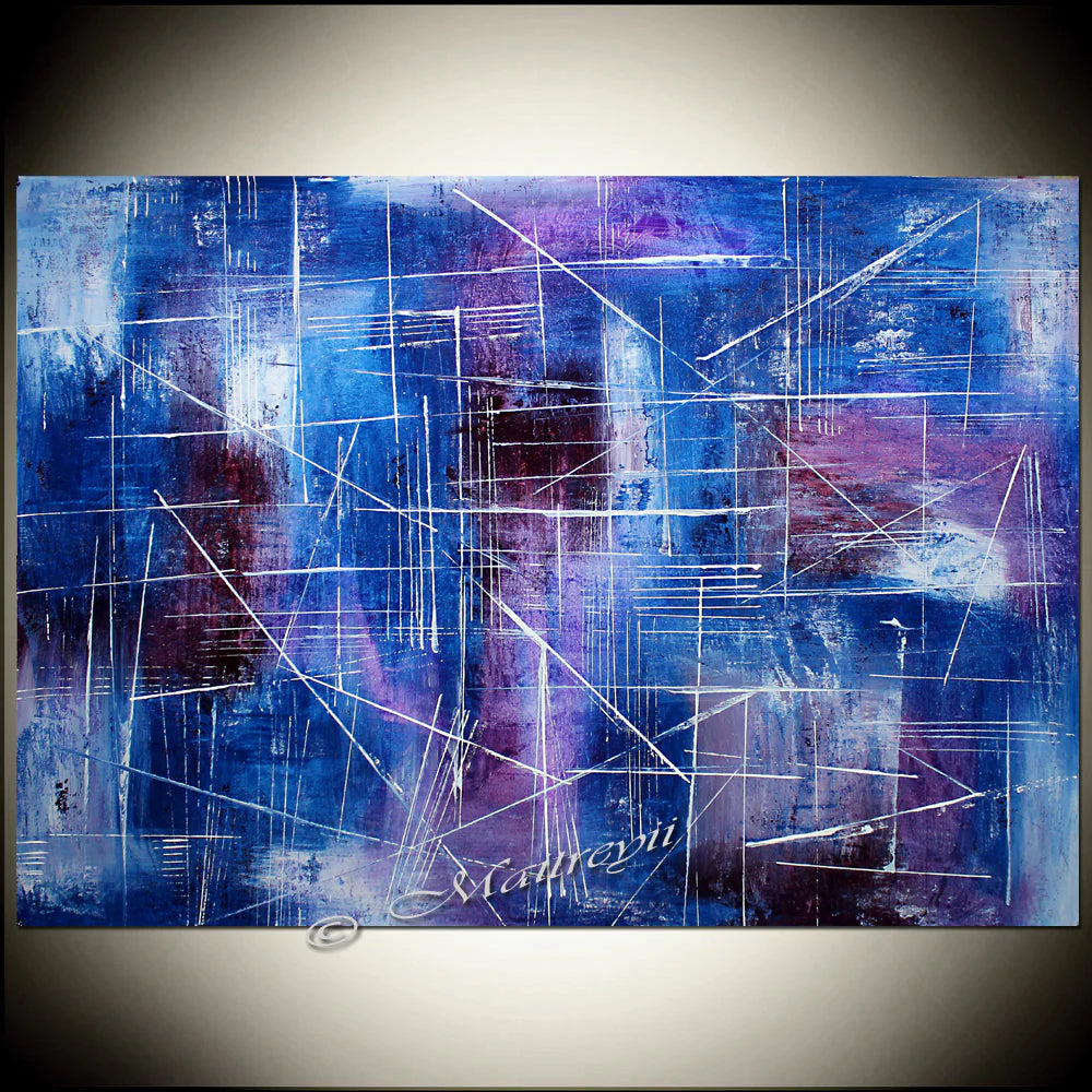 Original Abstract Painting Canvas Wall Art, Blue Texture Abstract Canvas
