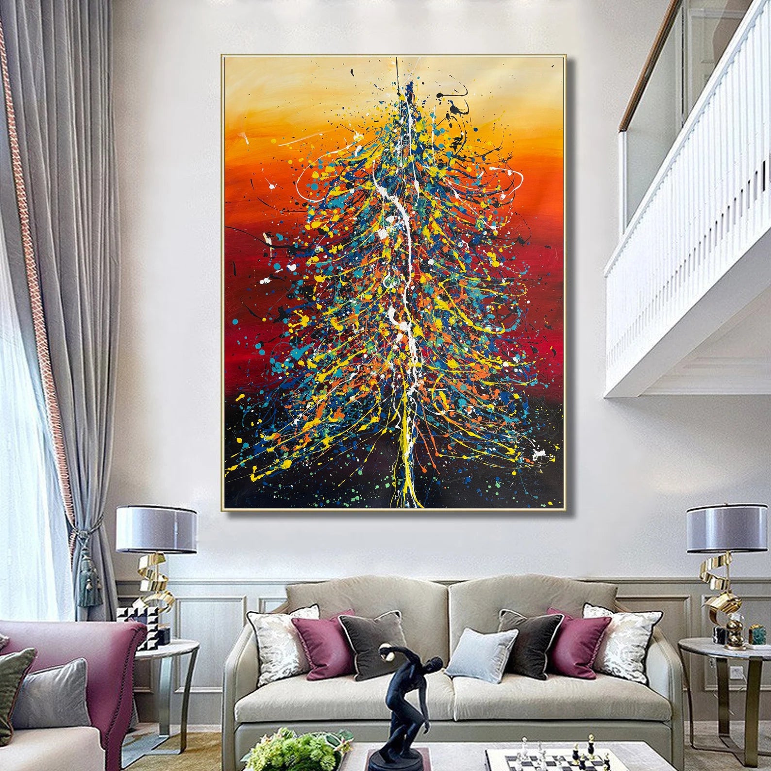 Christmas Tree Art – Hand-Painted Modern Holiday Home Decor