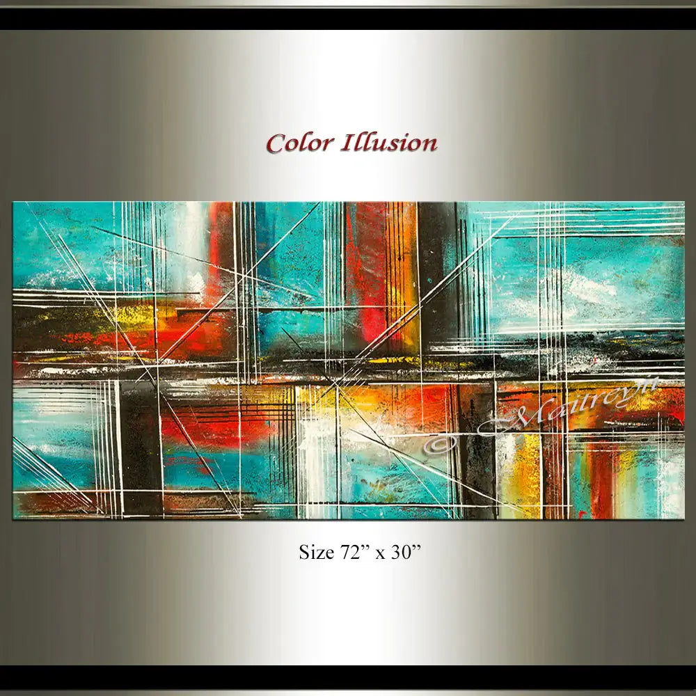 Large Modern Art Oil Painting on Canvas - Modern Wall Art Color Illusion