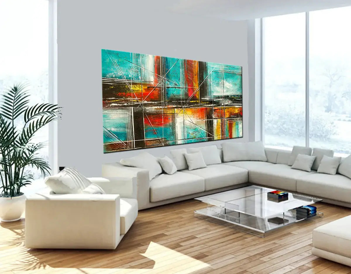 Wall Art Father's Day Gift Absract Modern Art Oil Painting on Canvas-Color Illusion