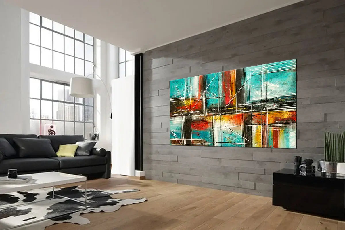 Wall Art Father's Day Gift Absract Modern Art Oil Painting on Canvas-Color Illusion