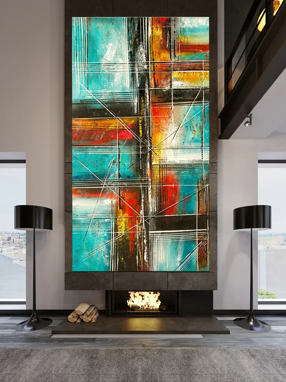 Wall Art Father's Day Gift Absract Modern Art Oil Painting on Canvas-Color Illusion