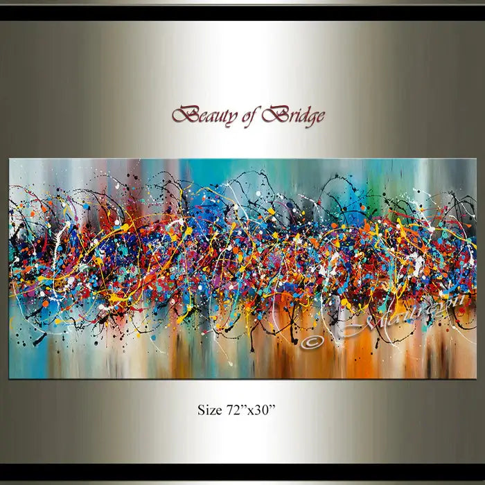 Large Jackson Pollock Style | Drip Painting – Beauty of Bridge 2, colorful abstract artwork for modern wall décor.