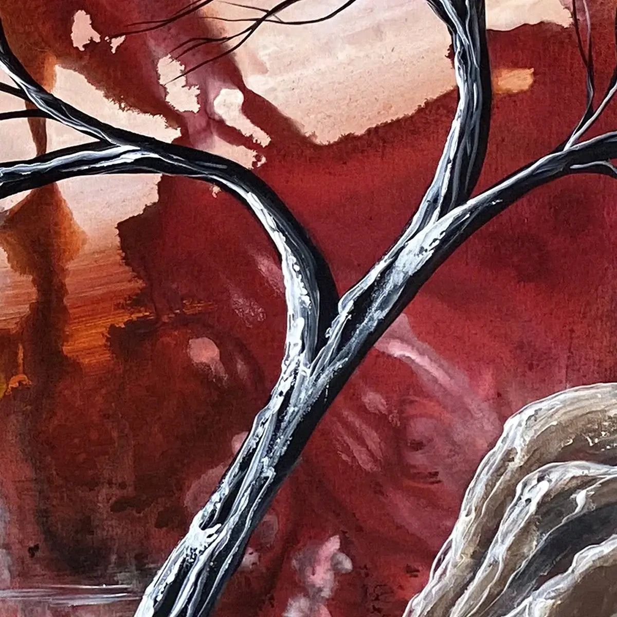 Red Abstract Landscape – Modern Abstract Red Wall Art on Canvas