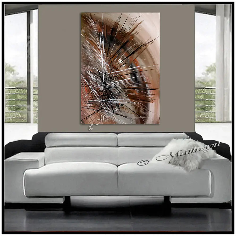 Abstract Art Brown Wall Art Large Painting on Canvas Modern Home Decor Wall Art - Enlightenment
