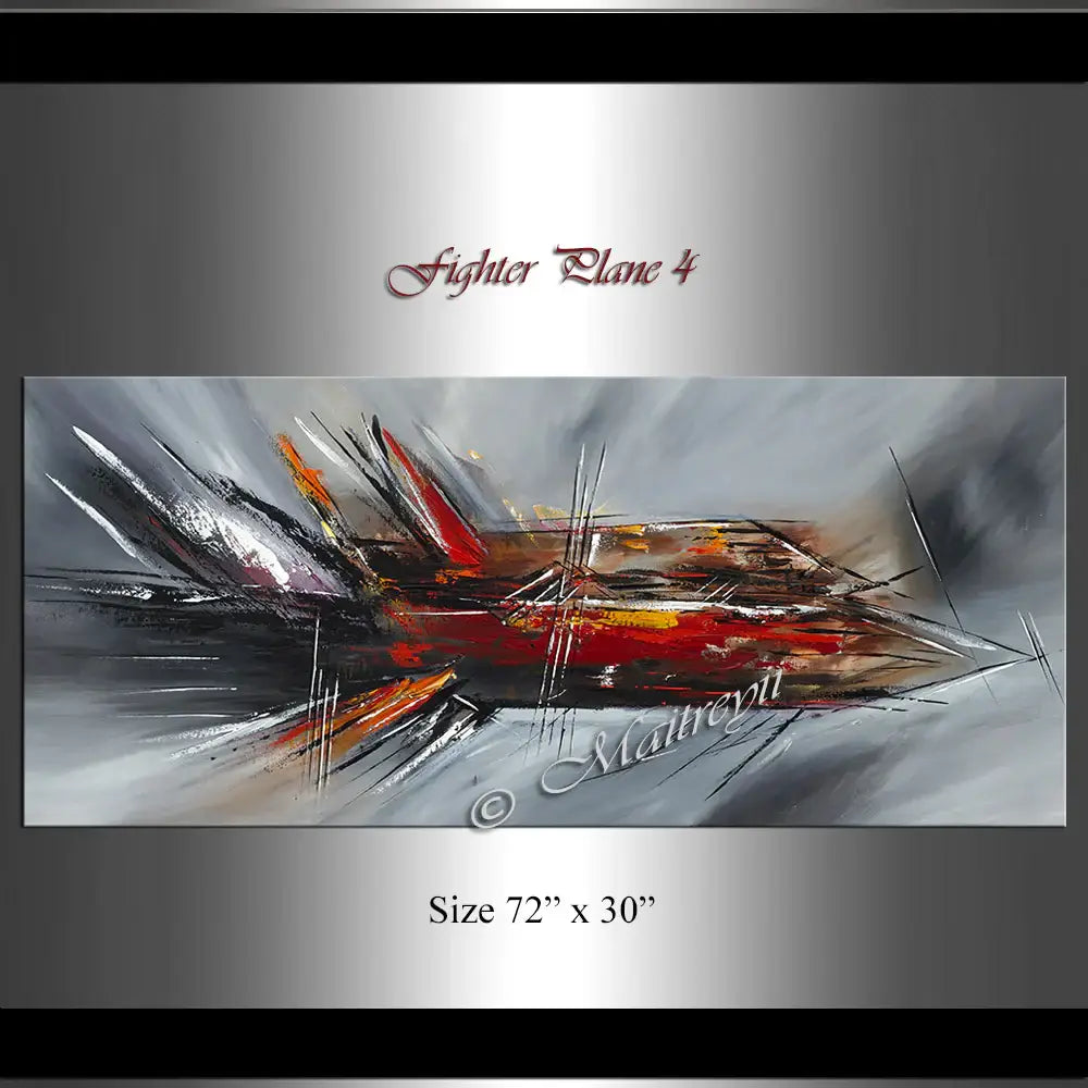 Large Modern Art Oil Painting on Canvas - Modern Abstract Wall Art Fighter Plane 4