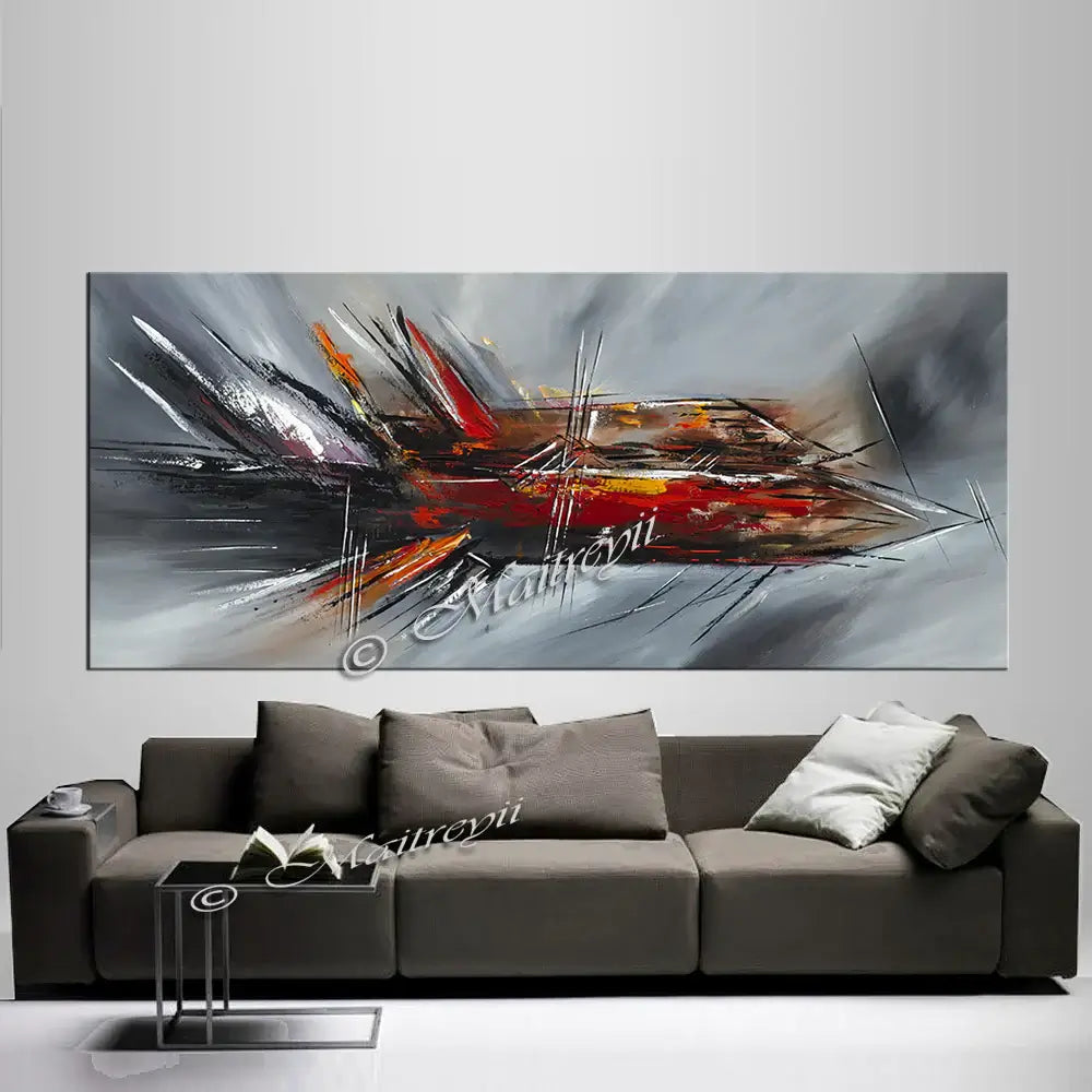 Large Modern Art Oil Painting on Canvas - Modern Abstract Wall Art Fighter Plane 4
