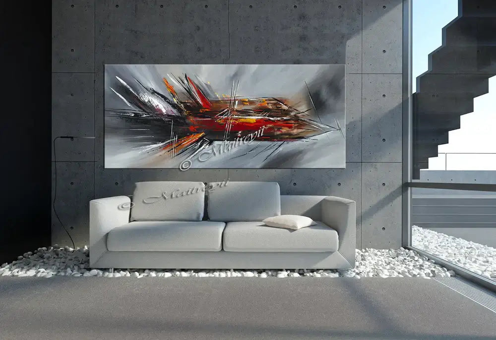 Large Modern Art Oil Painting on Canvas - Modern Abstract Wall Art Fighter Plane 4