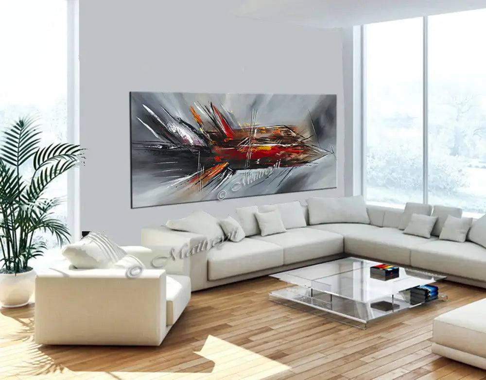 Large Modern Art Oil Painting on Canvas - Modern Abstract Wall Art Fighter Plane 4