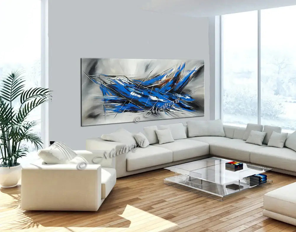 Large Modern Art Oil Painting on Canvas - Modern Abstract Wall Art Fighter Plane 5