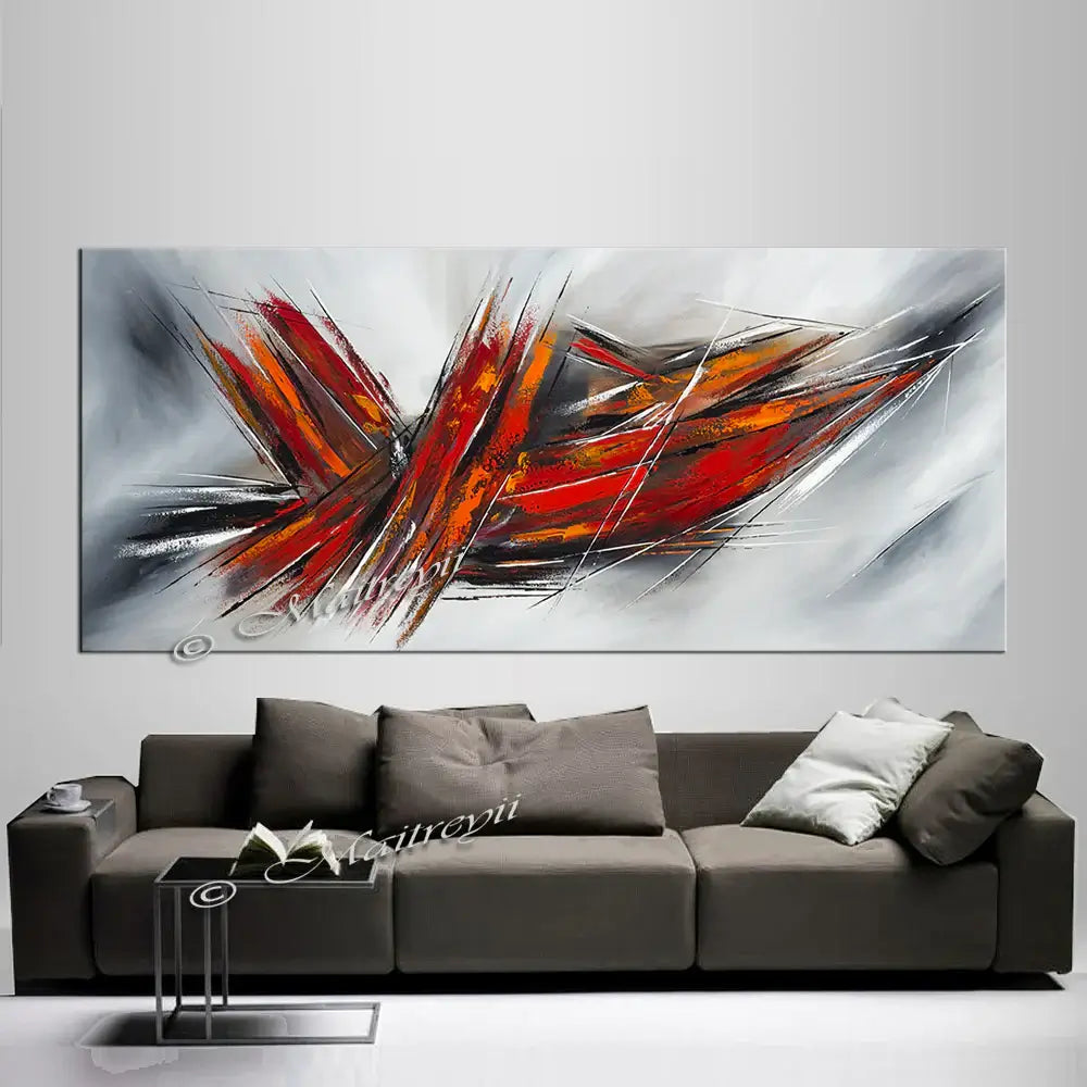 Large Modern Art Oil Painting on Canvas - Modern Abstract Wall Art Fighter Plane 6 - LargeModernArt