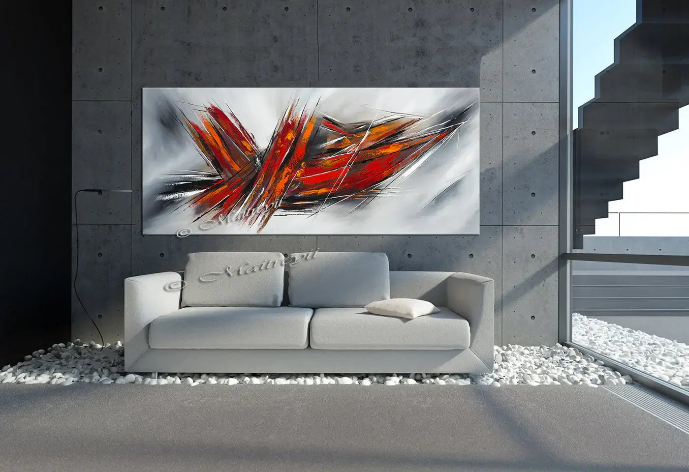 Large Modern Art Oil Painting on Canvas - Modern Abstract Wall Art Fighter Plane 6