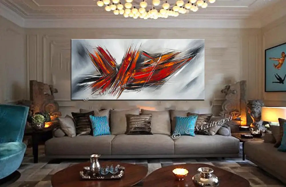 Large Modern Art Oil Painting on Canvas - Modern Abstract Wall Art Fighter Plane 6