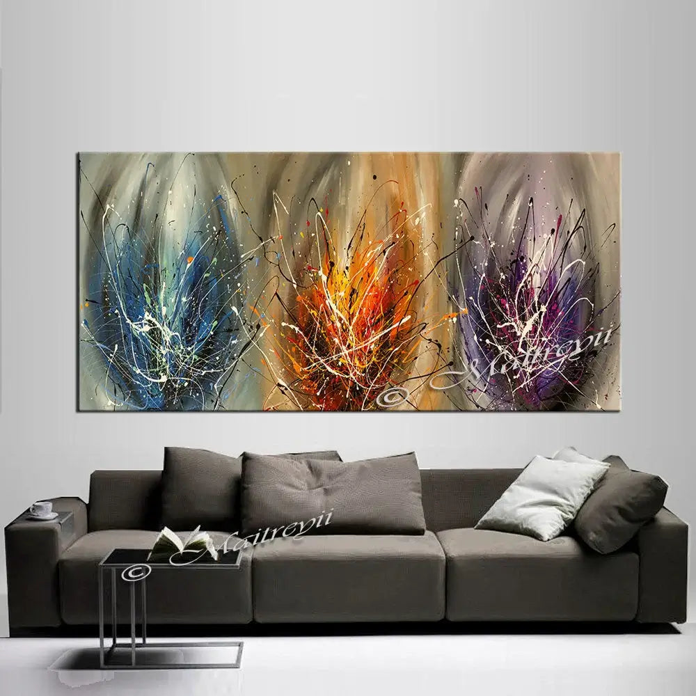 Multicoloured Abstract Art For Sale - Glimpse of Light, vibrant hand-painted artwork by Maitreyii on canvas.