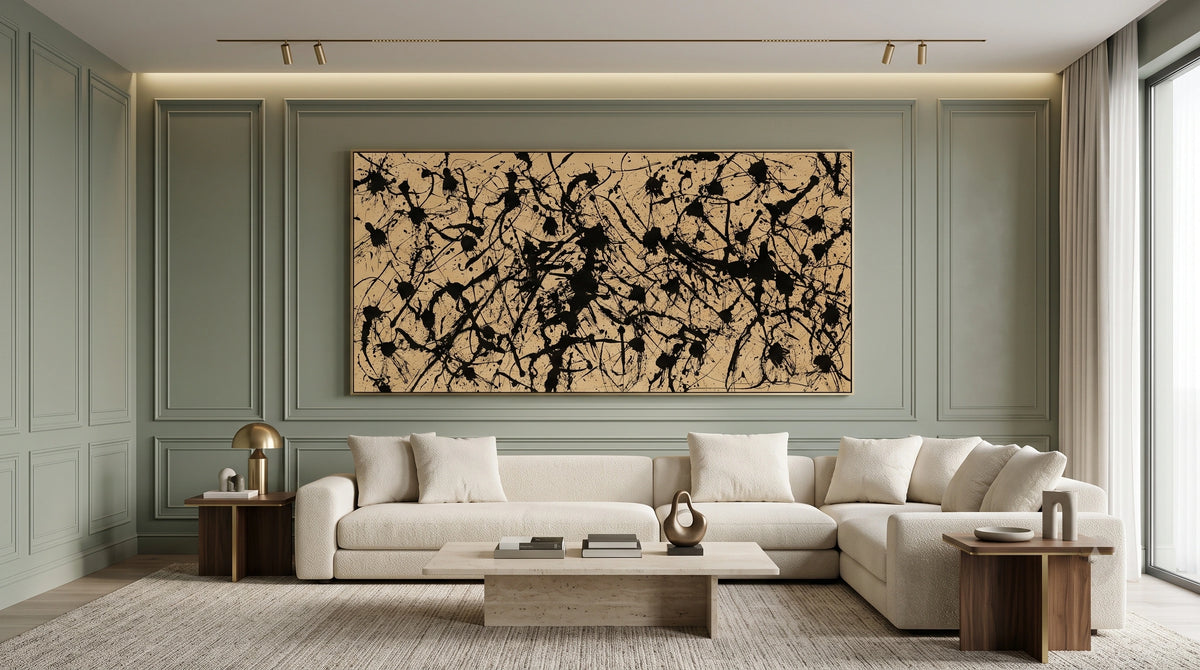 Jackson Pollock style painting Luxurious Strings 1 large abstract wall art on canvas