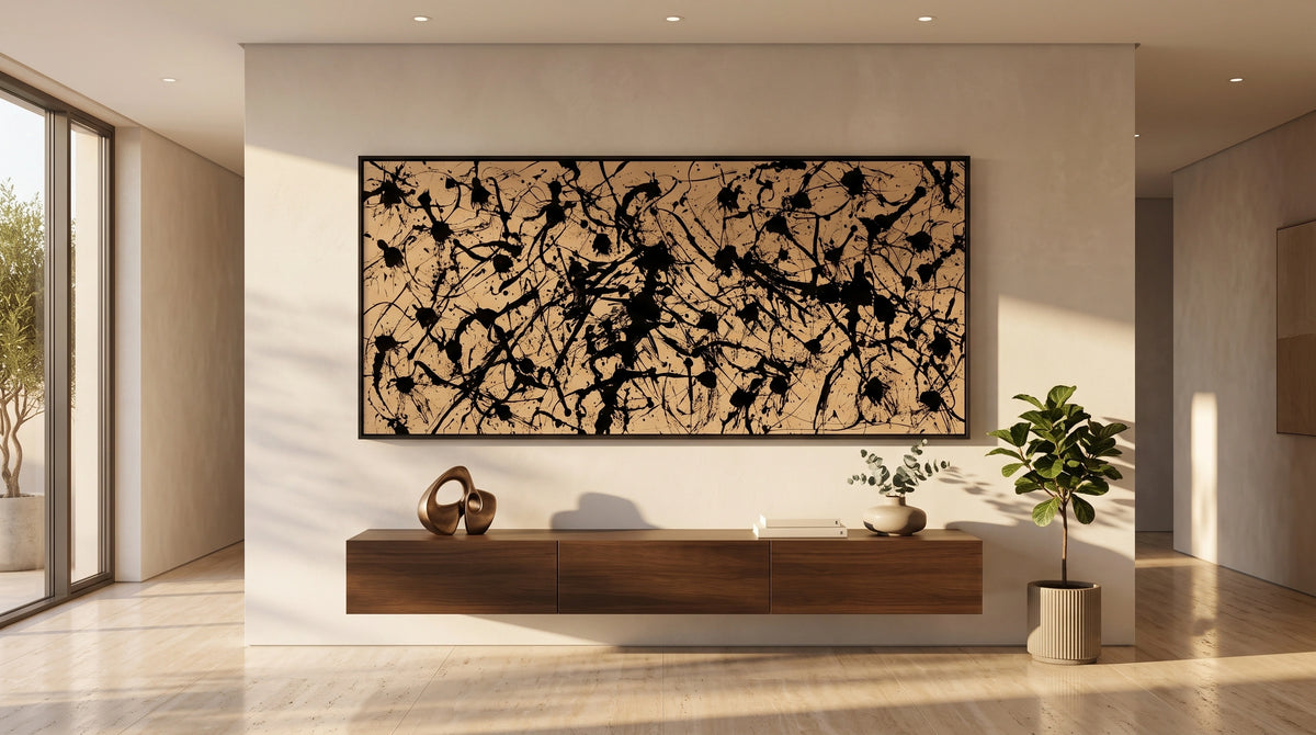 Luxurious Strings 1 Jackson Pollock inspired abstract splatter painting detail