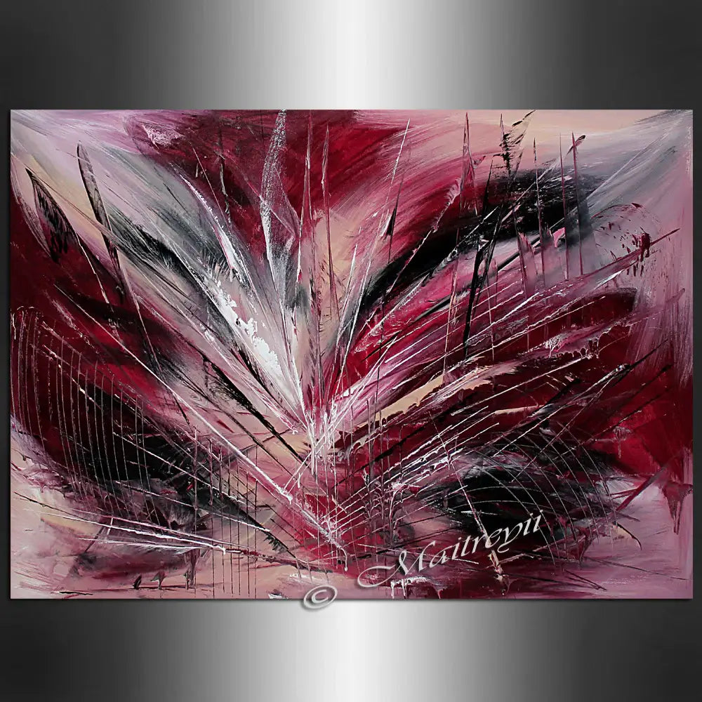 Original Artwork Extremely Modern Luxury Decor - Large Painting 168 by Maitreyii in vibrant reds and blacks on canvas.