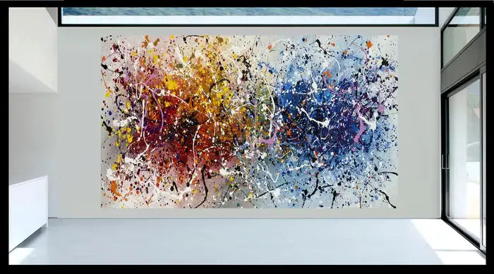 Hand-painted original canvas wall art featuring vibrant colors and abstract design, perfect for modern interiors.