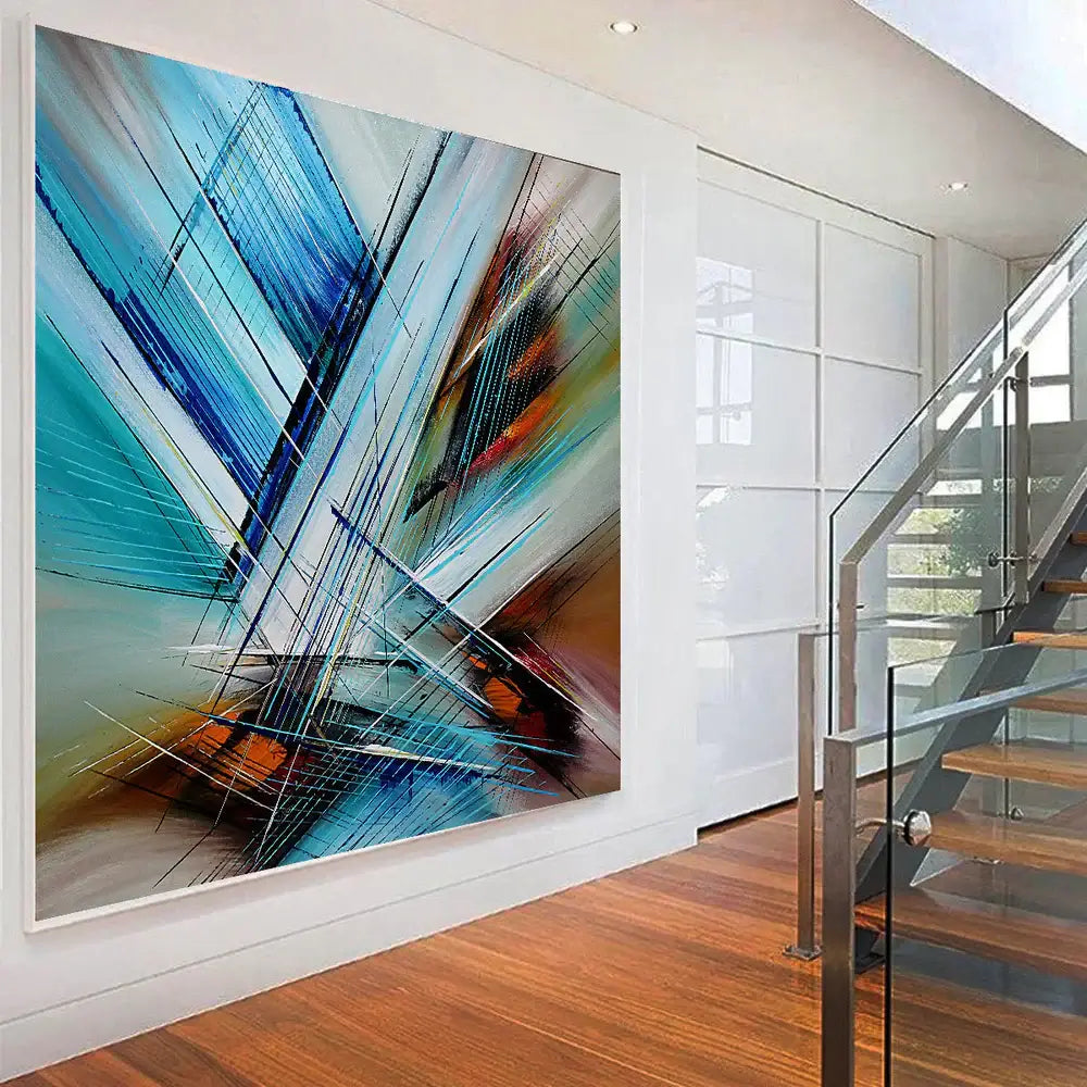 Abstract artwork Painting by Maitreyii displayed in a modern interior, enhancing elegance and sophistication.