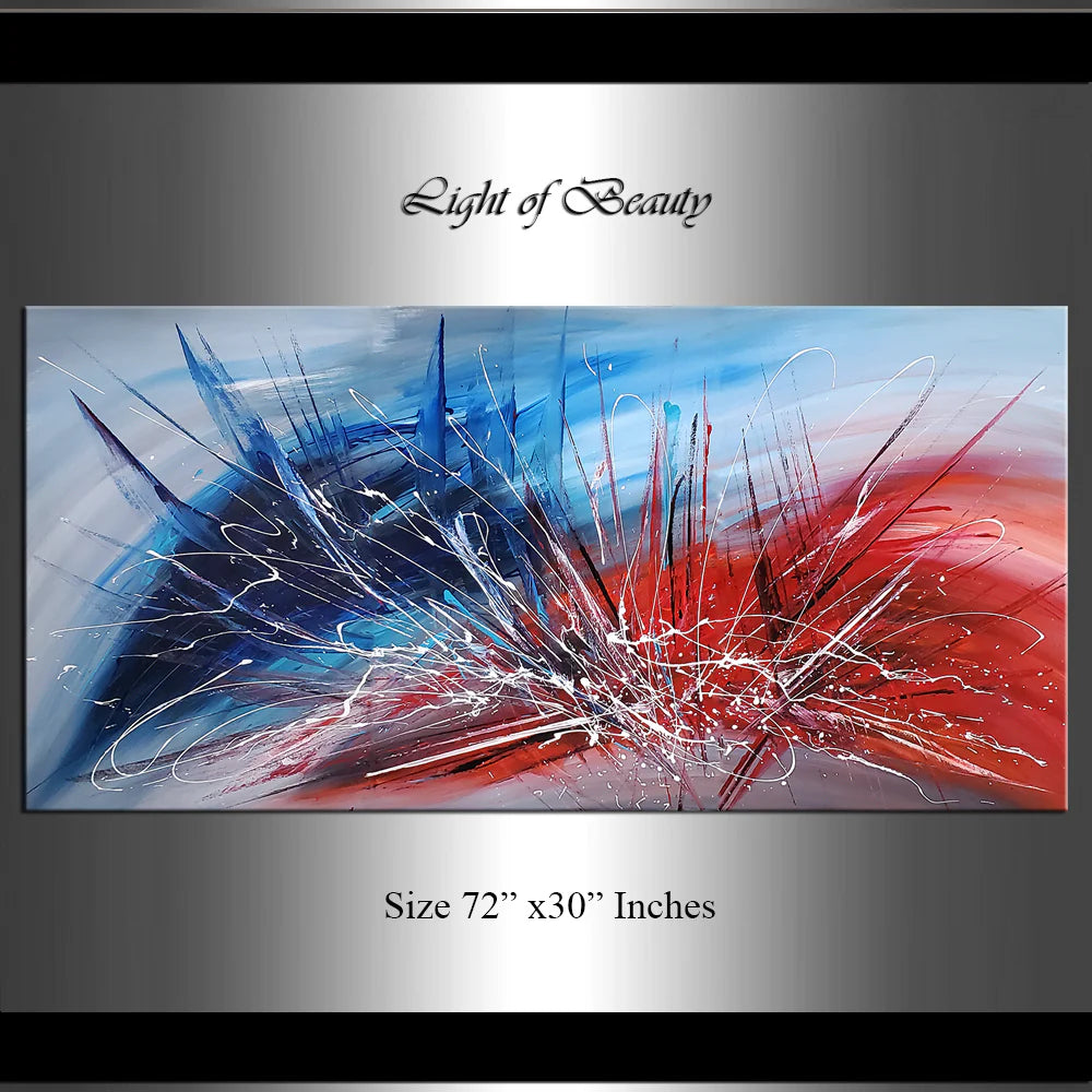 Abstract Painting for sale, Blue, Red Painting Express Shipping, Home Decor Wall Art - Beauty of Light
