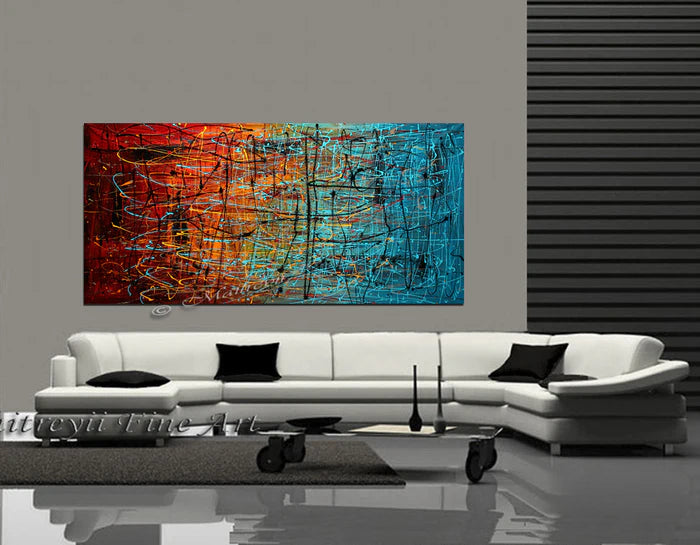 Christmas gofts Abstract Angel Paintings | Jackson Pollock Style | Large Modern Art - Loving Memories