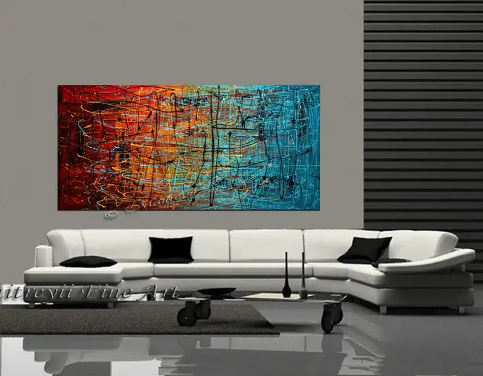 Christmas gifts Abstract Angel Paintings displayed in modern living room decor with vibrant colors.