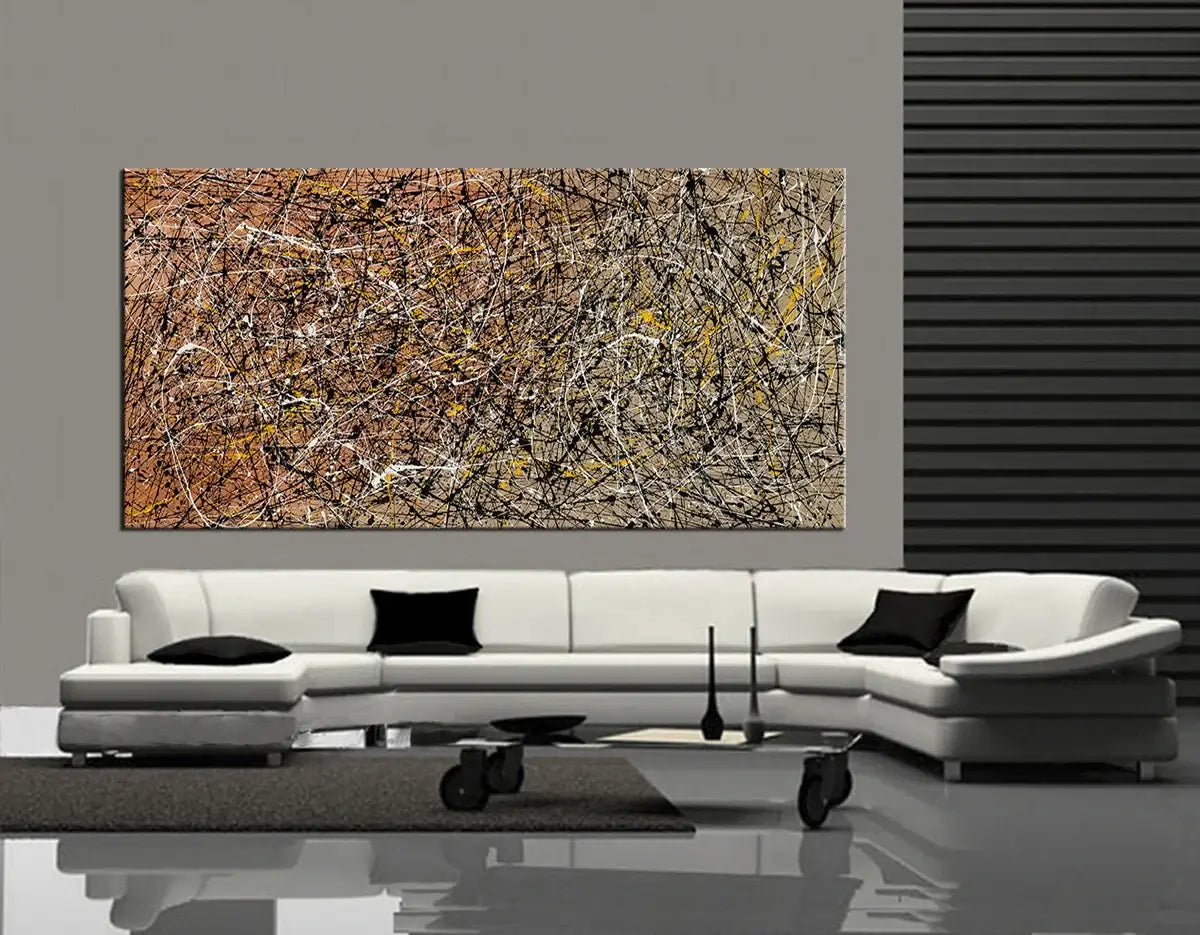 Abstract Angel Paintings displayed in a modern living room with a sleek white sofa and contemporary decor.