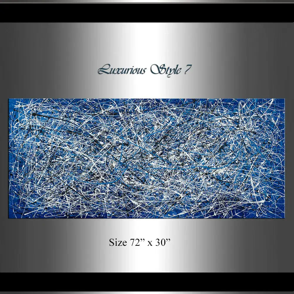 Abstract Angel Paintings | Jackson Pollock Style - Luxurious Style - 7, featuring expressive lines and blue tones.