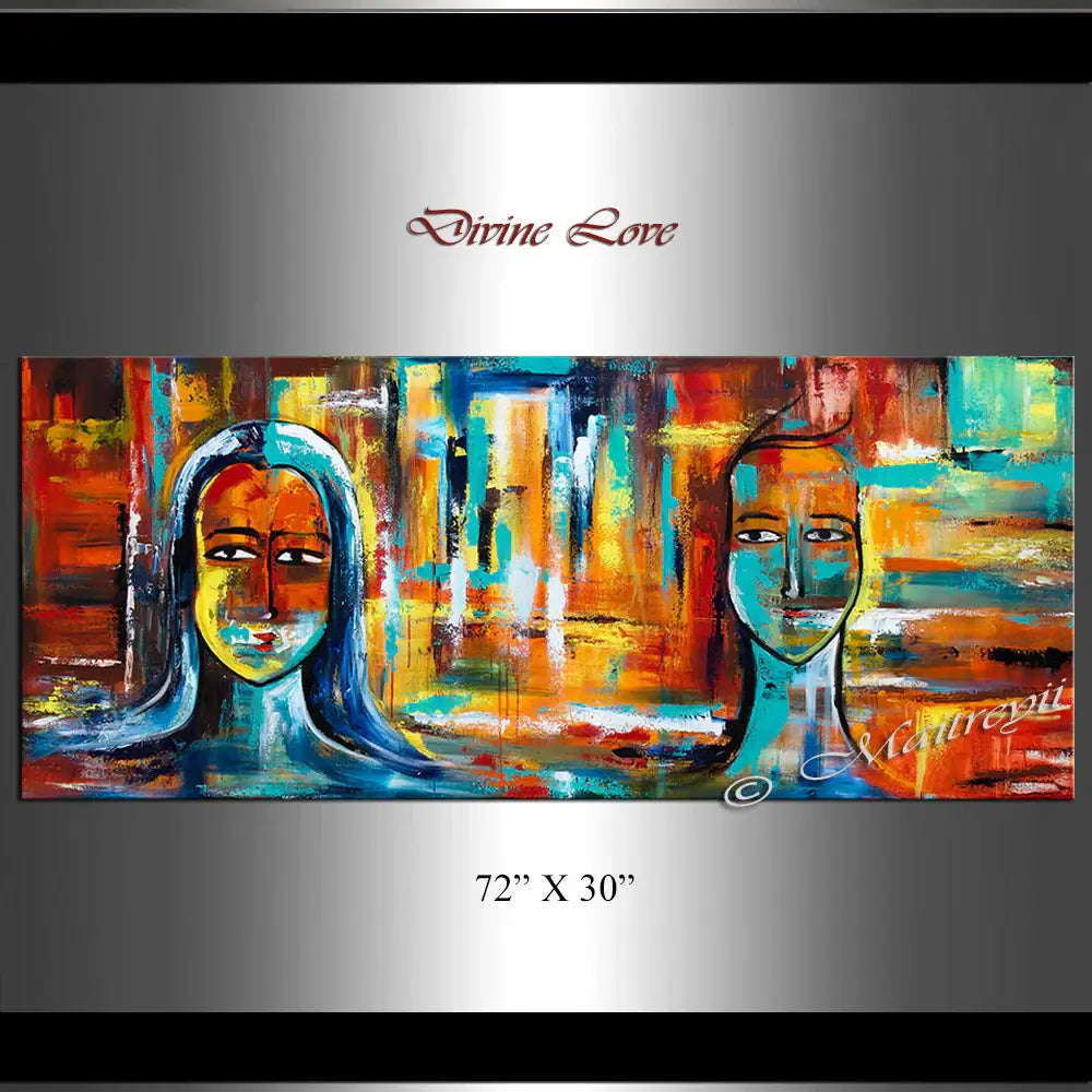Large Modern Art Oil Painting on Canvas - Modern Wall Art Figurative Divine Love